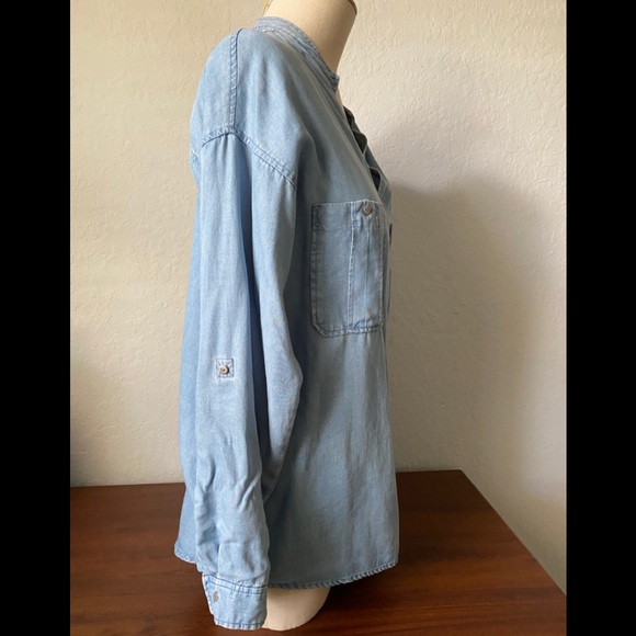 Zara Jean Oversized Shirt ButtonDown Patch Pocket - Picture 2 of 8